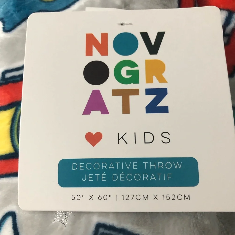 Colorful Novogratz Kids Decorative blanketThrow.50”X60”